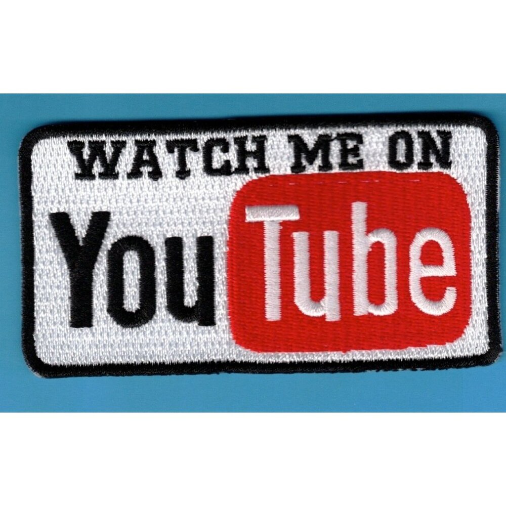 Watch Me On YouTube 2x3.75in Embroidered Iron-On Patch